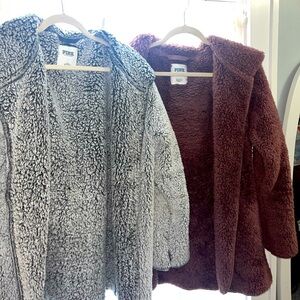 Two PINK Victoria Secret Sherpa Material Cardigan/Sweater
